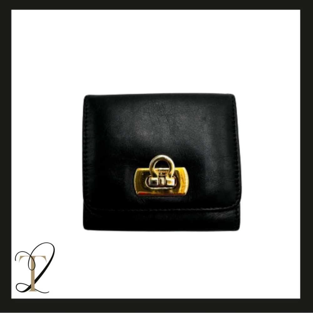 Salvatore Ferragamo Black Leather Gancini Coin Purse